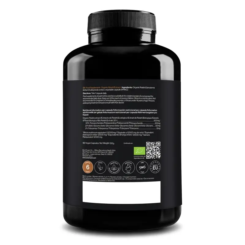 Zenement Extracto De Reishi Ecológico, 180 cápsulas veganas - Image 2