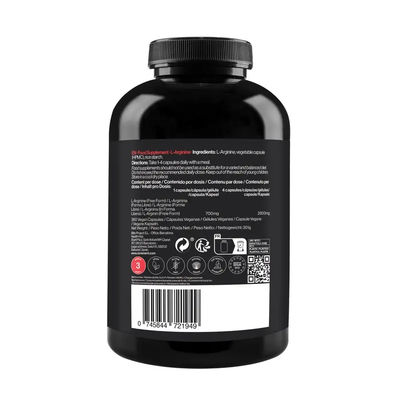 Zenement L-Arginina 700 Mg, 360 cápsulas veganas - Image 2