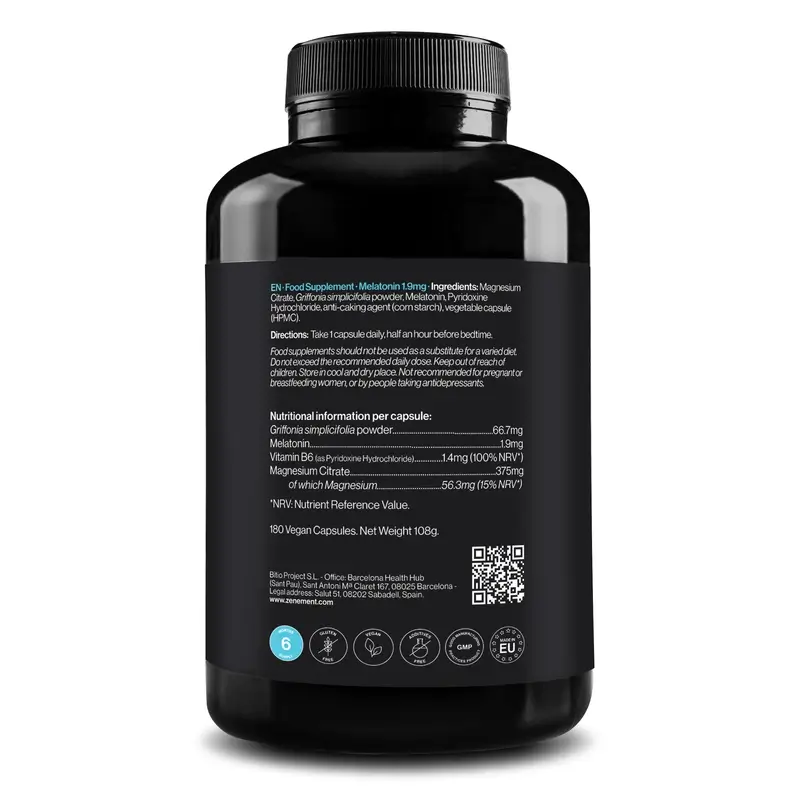 Zenement Melatonina Complex 1,9 Mg, 180 cápsulas veganas - Image 2